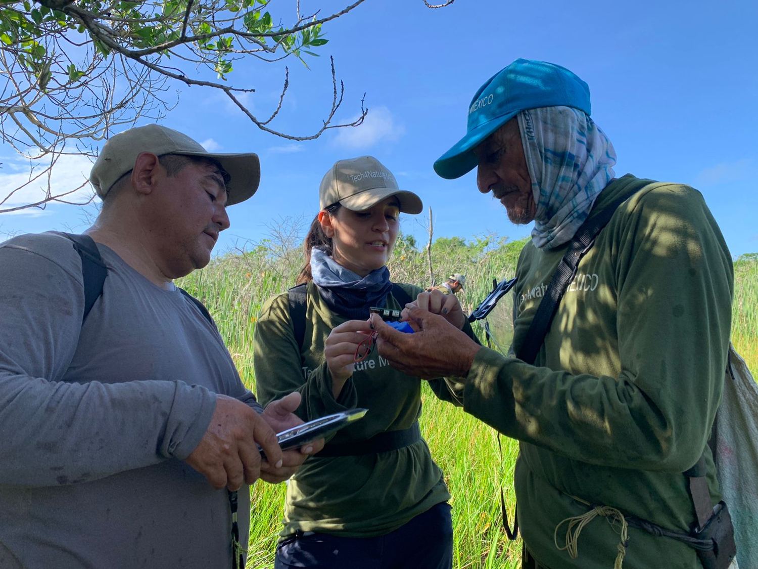Community monitors learn to use an acoustic recorder